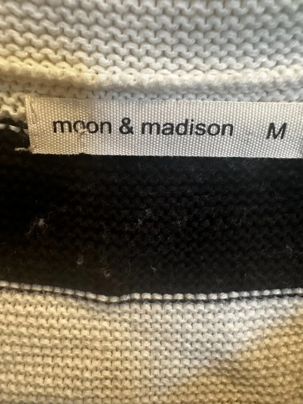 Moon & Madison Black & White Sailor Collar Knit Sweater